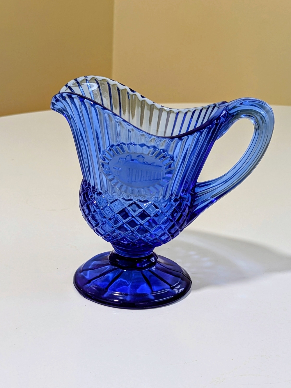 Vintage Avon Fostoria Cobalt Blue Mt. Veron Glass Creamer Pitcher